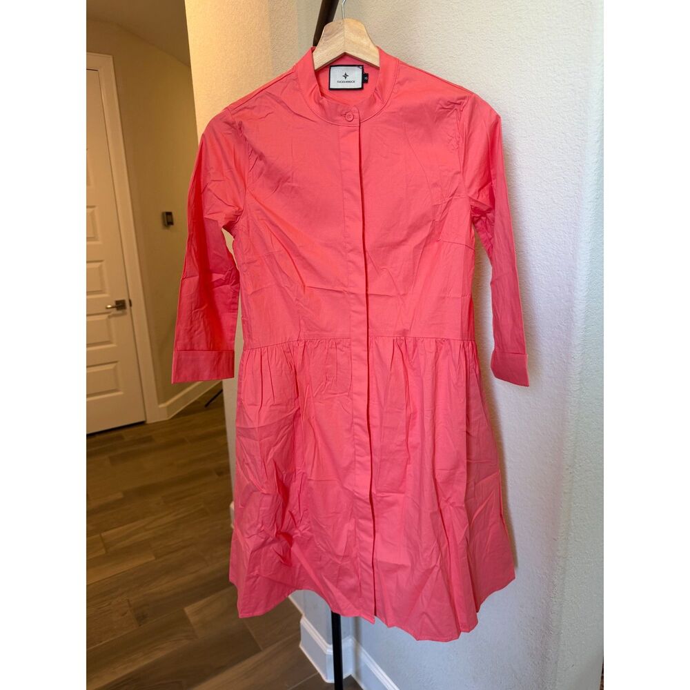 NWOT Tuckernuck Poppy Pink Royal Cotton Poplin Shirt Mini Dress XS MSRP:$148
